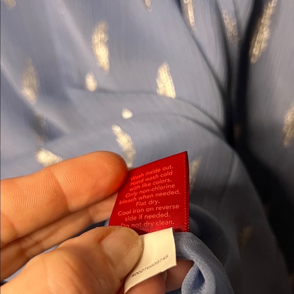 Jennifer Lopez Sky Blue Feather Pattern Blouse - Picture 5 of 8